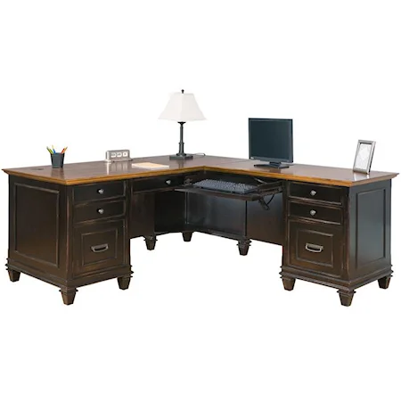 Right Hand Facing L-Shaped Desk with 8 Drawers